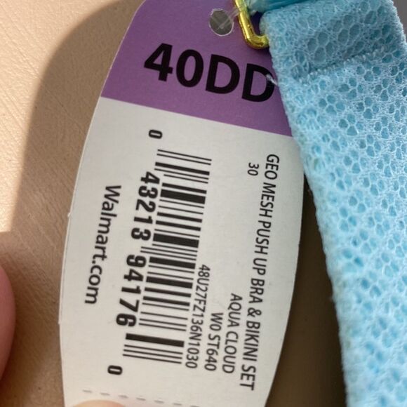 Teal Geo Mesh Push Up Bra by Secret Treasures Size 40DD - Picture 12 of 12